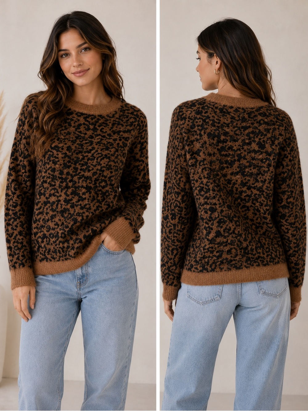 CeCe NWT Leopard Animal Print Pullover Crewneck Sweater Medium